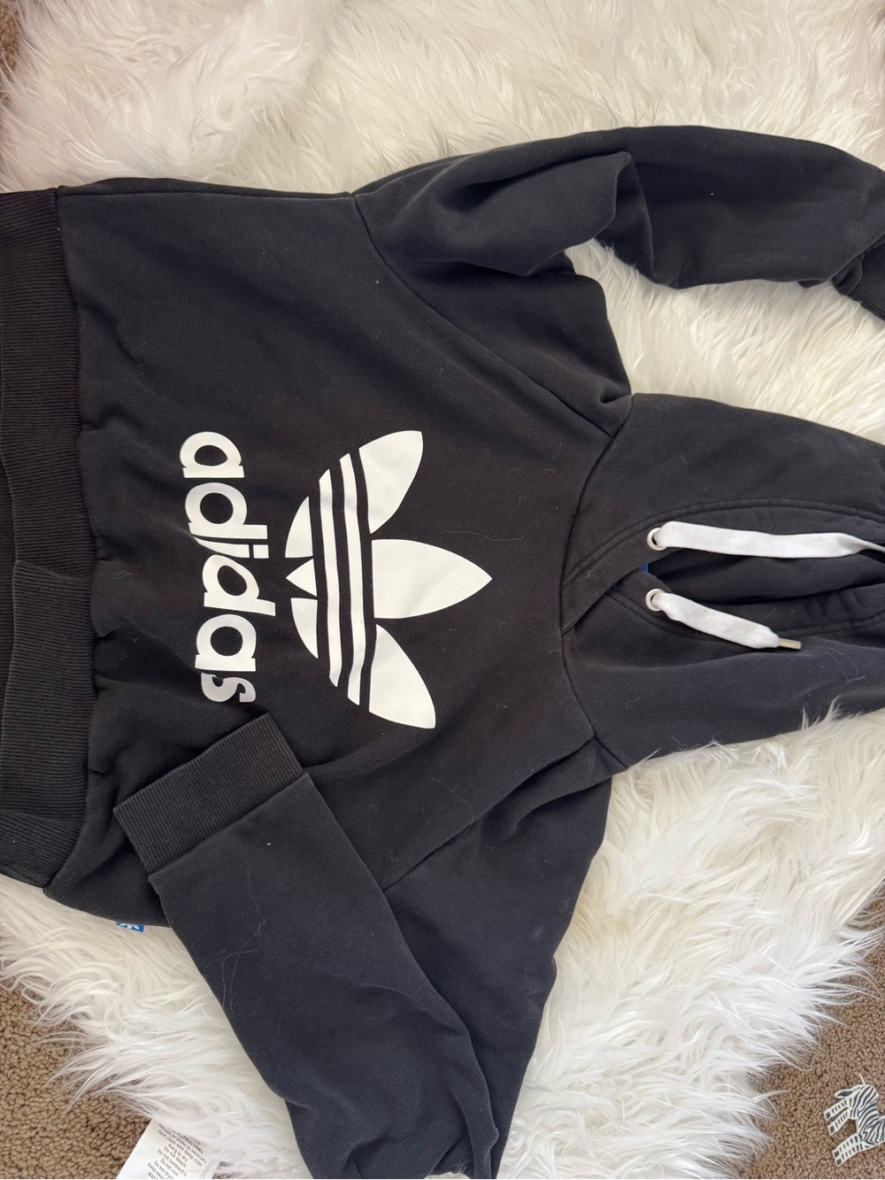 adidas Black Hoodie with White Trefoil Logo